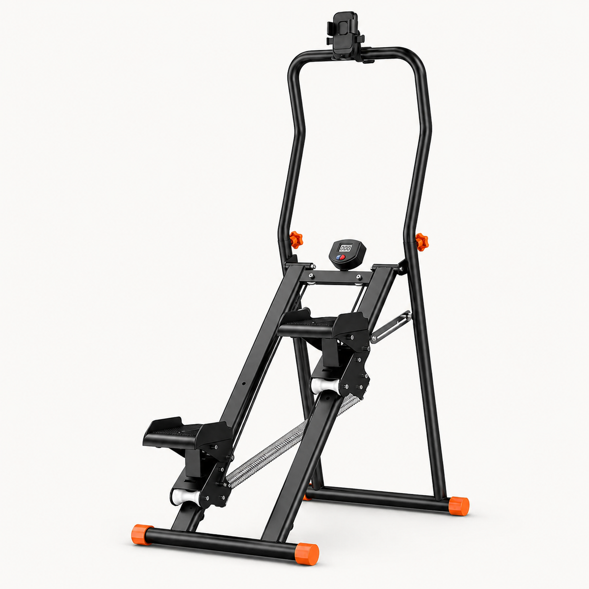 Vertical Stair Stepper with 3-Level Spring Resistance, Foldable Stair Climber with LCD Monitor, 330 lb Capacity
