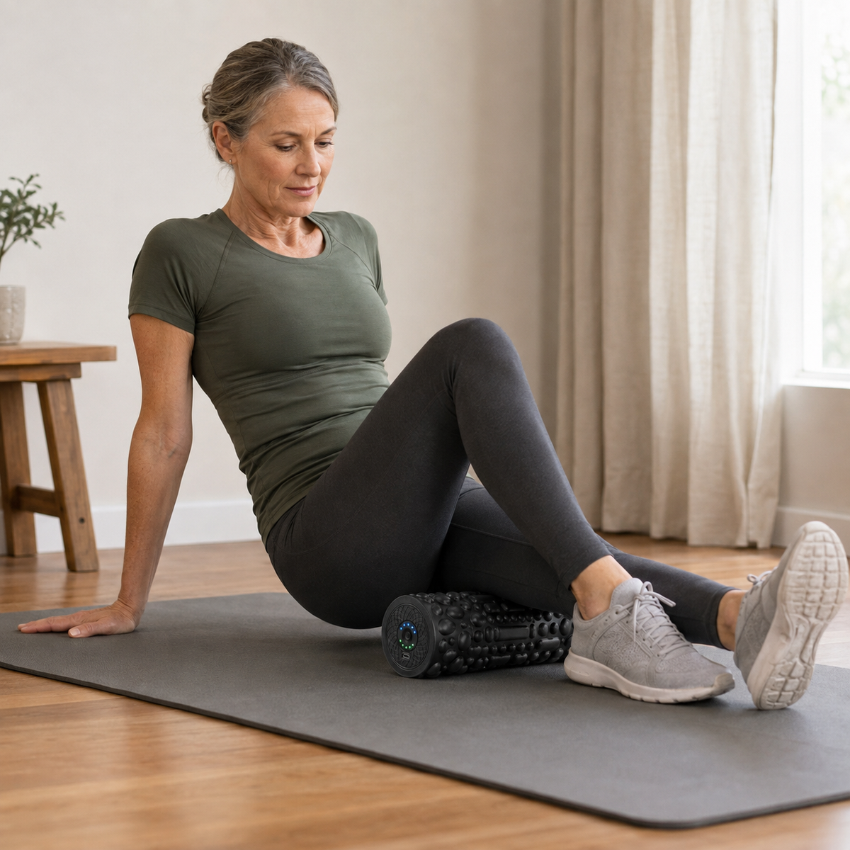 Vibrating Foam Roller with 5 Intensity Levels, Textured Massage Surface and Rechargeable Design