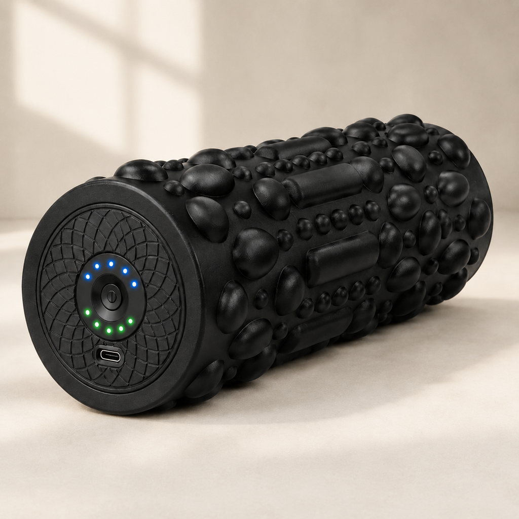 Vibrating Foam Roller with 5 Intensity Levels, Textured Massage Surface and Rechargeable Design