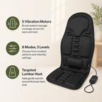 Vibration Massage Seat Cushion with Heat, 5 Motors, 8 Modes & 3 Intensities for Home, Office & Car