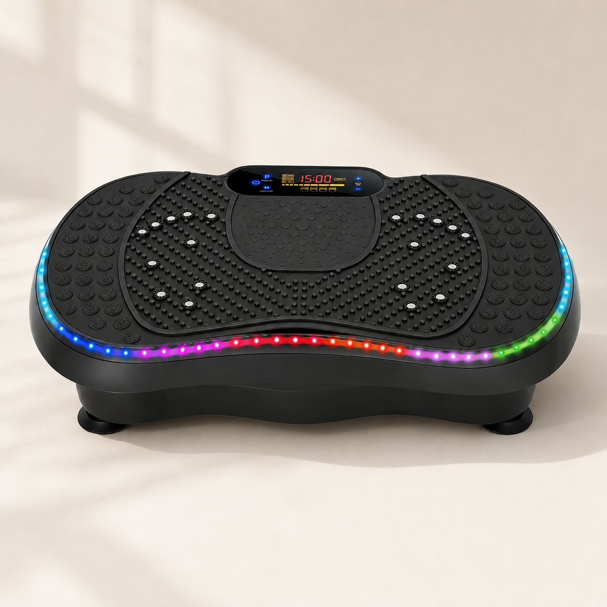 Vibration Plate Exercise Machine with 200 Speeds, 10 Modes, Bluetooth Audio, LED Lights and Resistance Bands