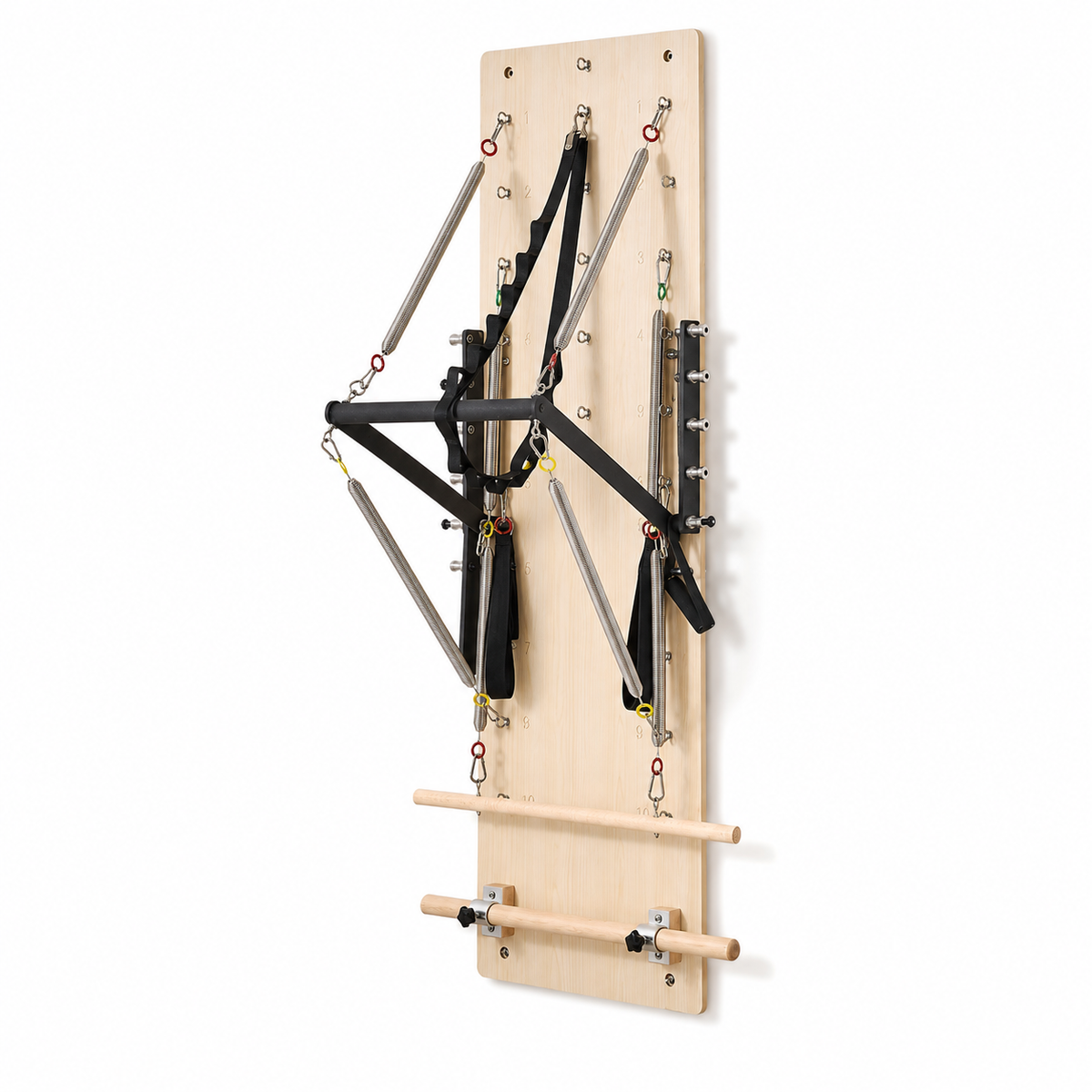 Wall-Mounted Pilates Springboard with 5-Position Adjustable Bar, Resistance Springs & Wooden Exercise Bars