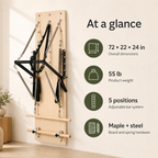 Wall-Mounted Pilates Springboard with 5-Position Adjustable Bar, Resistance Springs & Wooden Exercise Bars