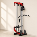 Wall-Mounted Plate-Loaded Cable Machine with 17 Adjustable Positions, Dual Pulleys and Removable Row Footplates