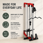 Wall-Mounted Plate-Loaded Cable Machine with 17 Adjustable Positions, Dual Pulleys and Removable Row Footplates