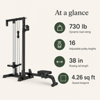Wall-Mounted Plate-Loaded Lat Pulldown & Rowing Cable Machine with 1:1 Resistance, 16 Pulley Heights & Sliding Seat