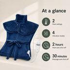 Weighted Heating Pad for Neck, Shoulders and Back with Vibration Massage, 2 Heat Settings and 4 Modes