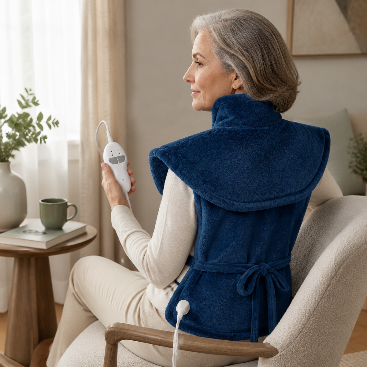 Weighted Heating Pad for Neck, Shoulders and Back with Vibration Massage, 2 Heat Settings and 4 Modes