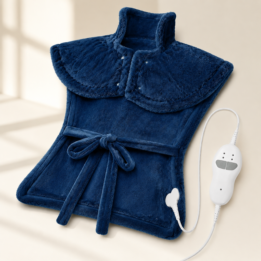 Weighted Heating Pad for Neck, Shoulders and Back with Vibration Massage, 2 Heat Settings and 4 Modes
