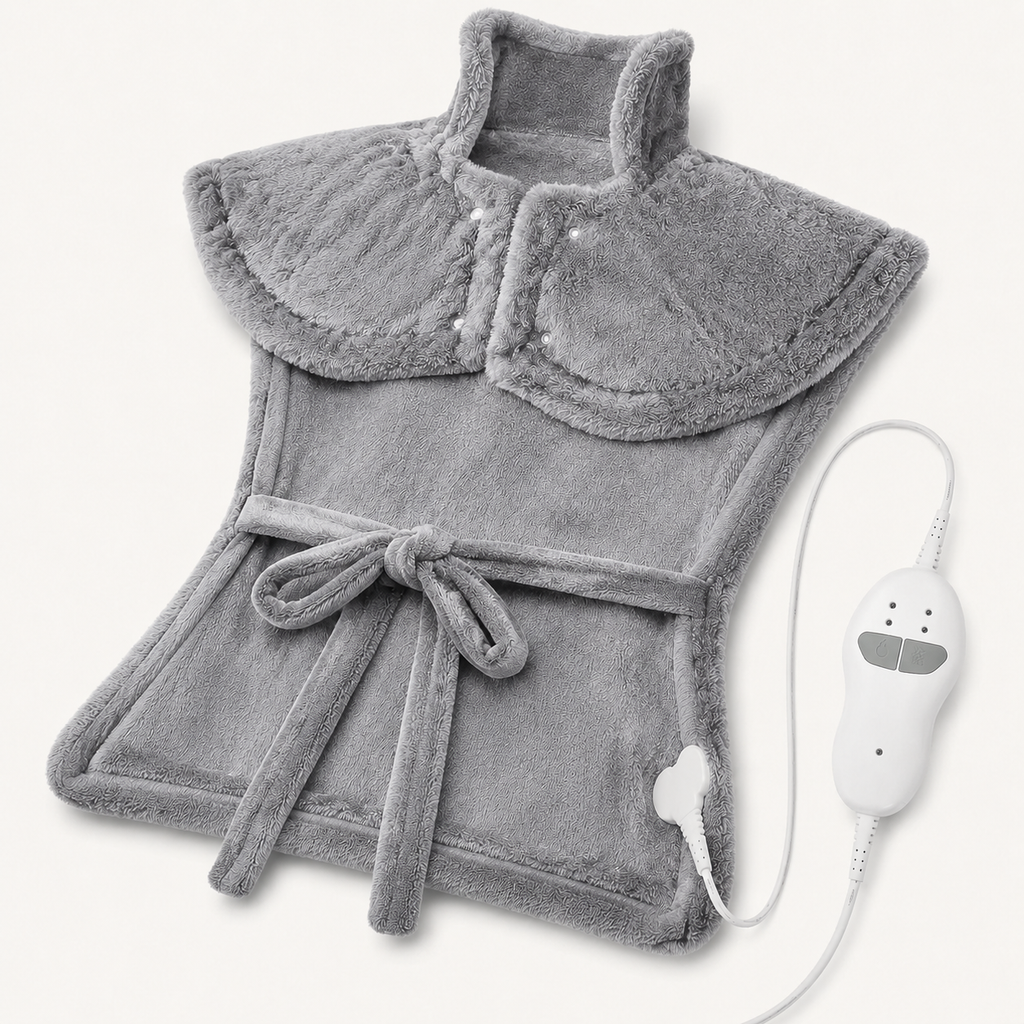 Weighted Heating Pad for Neck, Shoulders and Back with Vibration Massage, 2 Heat Settings and 4 Modes