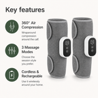 Wireless Air Compression Calf Massager with 360° Wrap, 3 Modes & 15-Minute Auto Shutoff