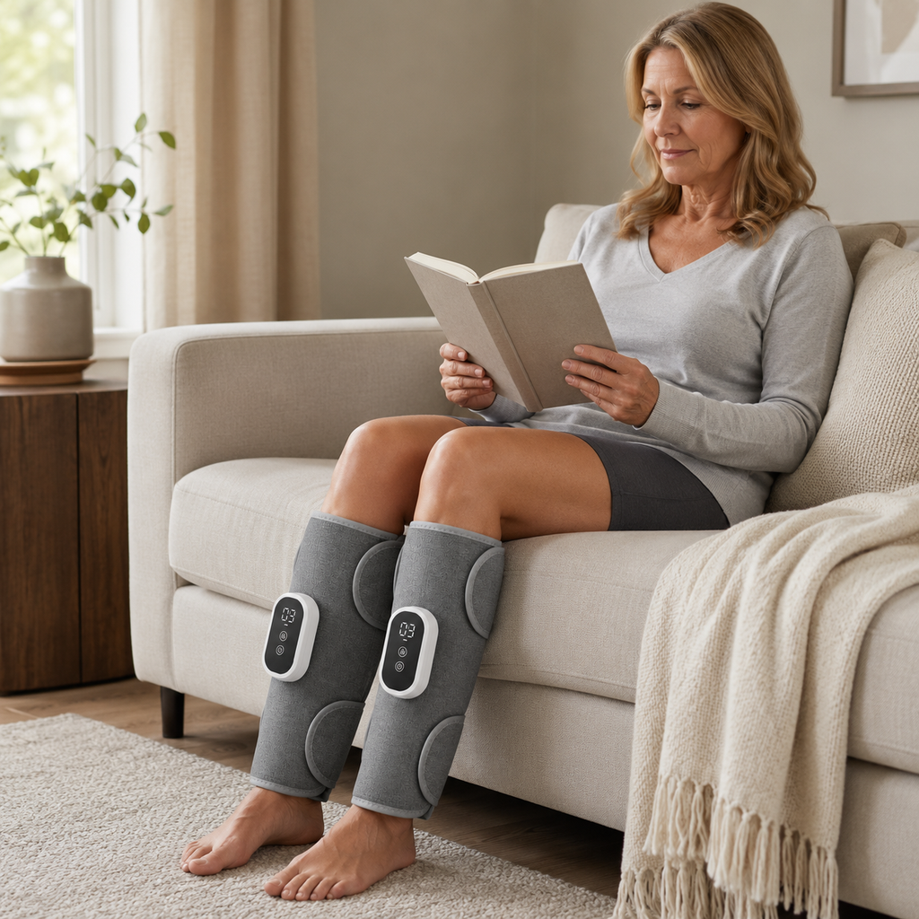 Wireless Air Compression Calf Massager with 360° Wrap, 3 Modes & 15-Minute Auto Shutoff