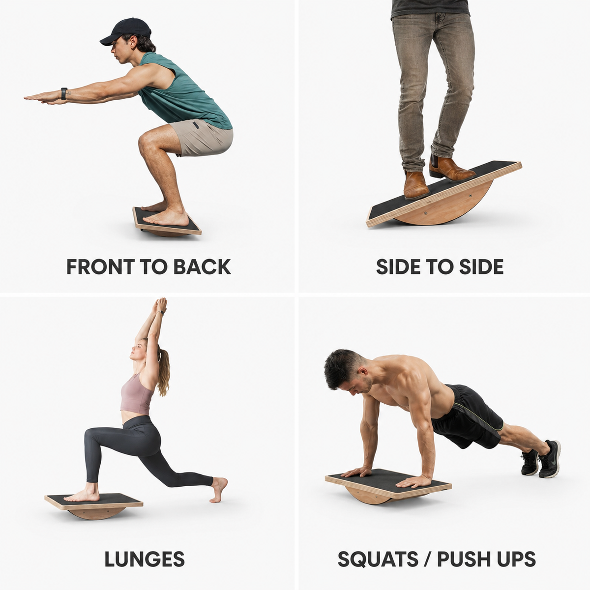 Wooden Balance Board for Adults with Anti-Slip Surface, Standing Desk Rocker Board for Balance Training