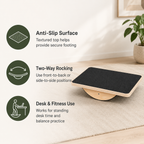 Wooden Balance Board for Adults with Anti-Slip Surface, Standing Desk Rocker Board for Balance Training