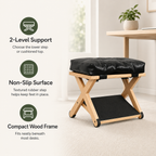 Wooden Under Desk Footrest with Cushioned Top, Non-Slip Rubber Step & 2-Level Support