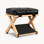 Wooden Under Desk Footrest with Cushioned Top, Non-Slip Rubber Step & 2-Level Support