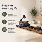 Wooden Water Rowing Machine with 180° Foldable Storage, Bluetooth Monitor & 400 lb Capacity