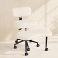 Cross-Legged Office Chair with Wide Rolling Footrest Platform, Armless Swivel Design, Lumbar Support & 350 lb Capacity