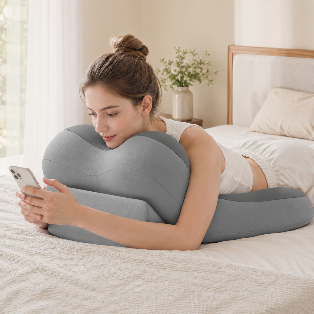 Adjustable Bed Wedge Pillow with Memory Foam & 2-Piece Incline Backrest for Reading, Gaming & Reclining