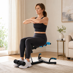 Adjustable Deep Squat Machine with 4 Resistance Levels, Massage Rollers & Push-Up Handles, 300 lb Capacity