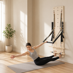 Wall-Mounted Pilates Springboard with 5-Position Adjustable Bar, Resistance Springs & Wooden Exercise Bars