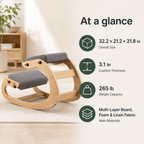 Ergonomic Wooden Rocking Kneeling Chair with Foam Cushions, 265 lb Capacity for Home Office & Study
