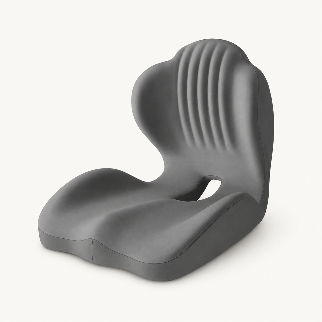 Ergonomic Memory Foam Seat Cushion with Integrated Lumbar Back Support for Office Chairs, Cars & Wheelchairs