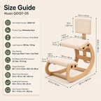 Ergonomic Wooden Rocking Kneeling Chair with Foam Cushions, 265 lb Capacity for Home Office & Study