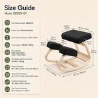 Ergonomic Wooden Rocking Kneeling Chair with Foam Cushions, 265 lb Capacity for Home Office & Study